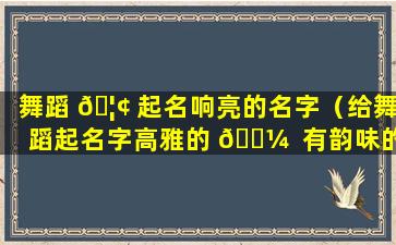 舞蹈 🦢 起名响亮的名字（给舞蹈起名字高雅的 🐼  有韵味的）